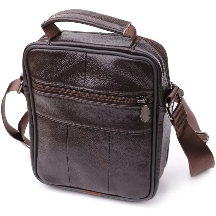 Невелика вертикальна сумка з ручкою для чоловіків з натуральної шкіри Vintage 22865 Коричневий