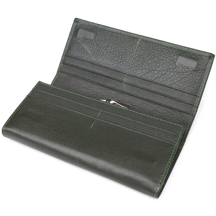 Стильний гаманець у два складення з натуральної шкіри ST Leather 23066 Зелений