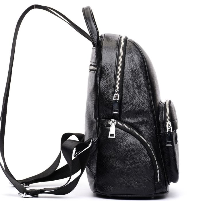 Рюкзак жіночий шкіряний 29х31х12, практична наплічна сумка для міста, чорна