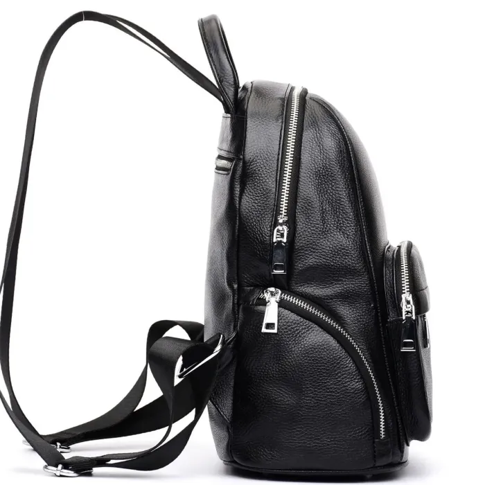Рюкзак жіночий шкіряний 29х31х12, практична наплічна сумка для міста, чорна