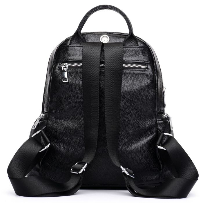 Рюкзак жіночий шкіряний 29х31х12, практична наплічна сумка для міста, чорна