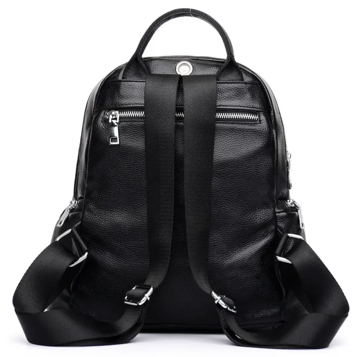 Рюкзак жіночий шкіряний 29х31х12, практична наплічна сумка для міста, чорна