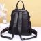 Шкіряний класичний жіночий рюкзак 26х32х15, наплічна сумка з багатьма відділеннями, чорна