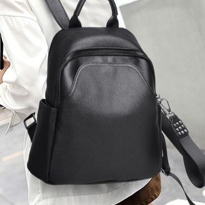 Жіночий шкіряний рюкзак міського типу 23х30х13, сумка на спину під мат, чорна