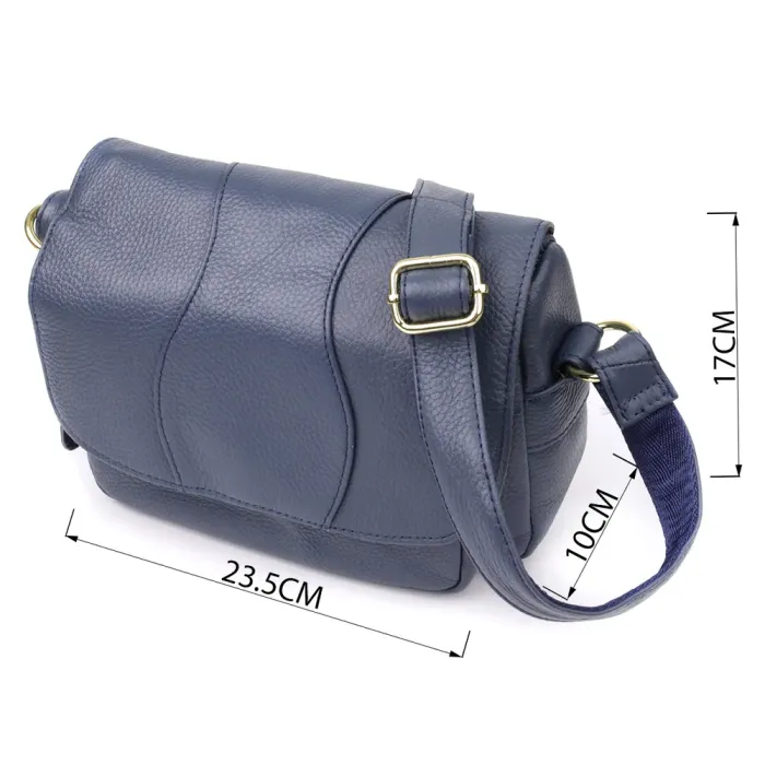Практична сумка з натуральної шкіри для жінок Vintage 22971 Синій