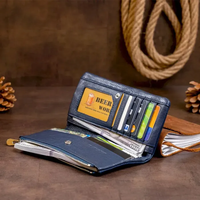 Вертикальный кошелек на кнопке женский ST Leather 19203 Темно-синий