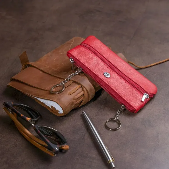 Ключниця-гаманець з кишенькою жіноча ST Leather 19347 Червона
