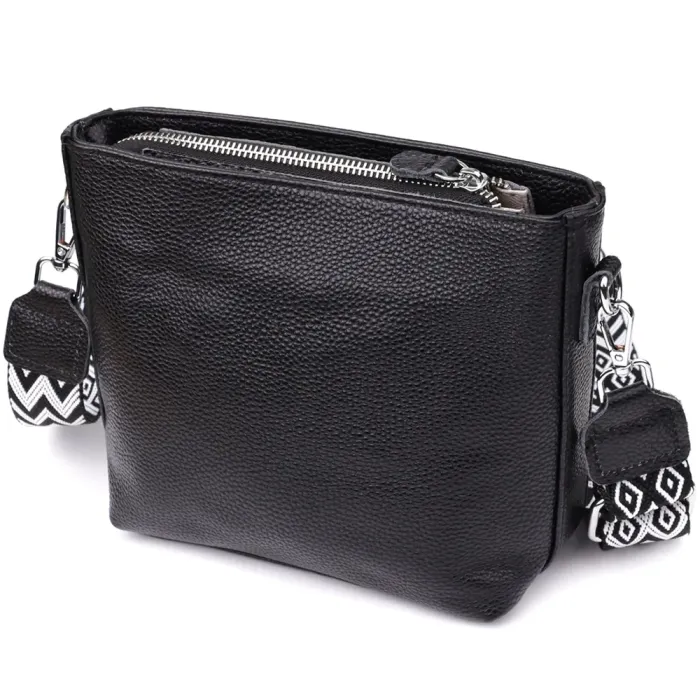 Зручна жіноча сумка на плече з якісної натуральної шкіри Vintage 22914 Чорний