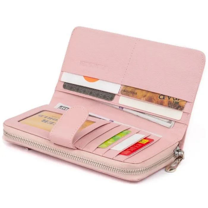 Вертикальний місткий гаманець зі шкіри ST Leather 19303 Рожевий