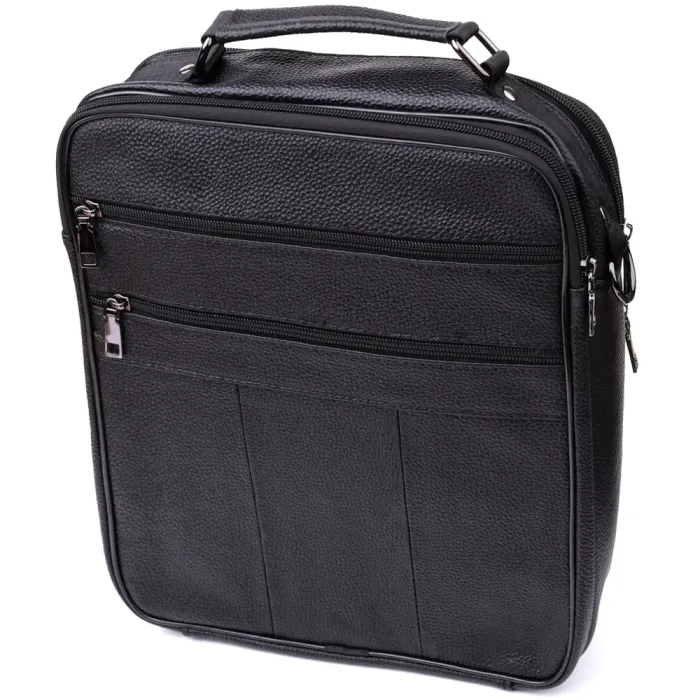 Сумка чоловіча з ручкою для перенесення в руці з натуральної шкіри Vintage 23029 Чорний