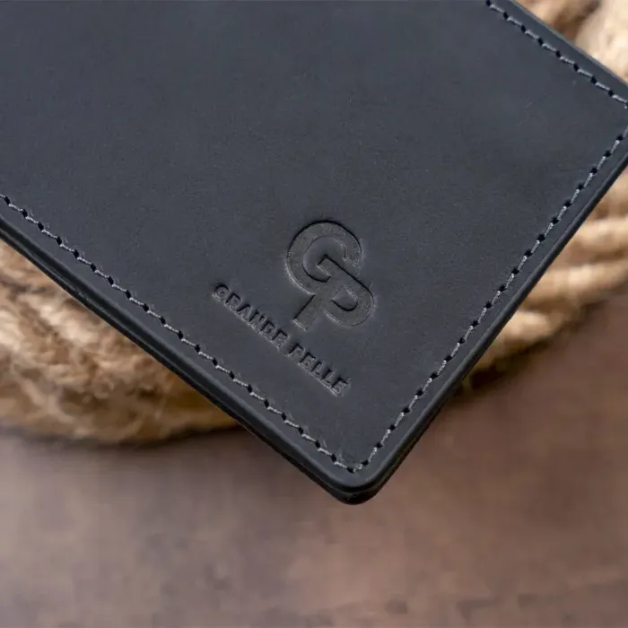 Стильный зажим для денег без застежки GRANDE PELLE 11294 Черный