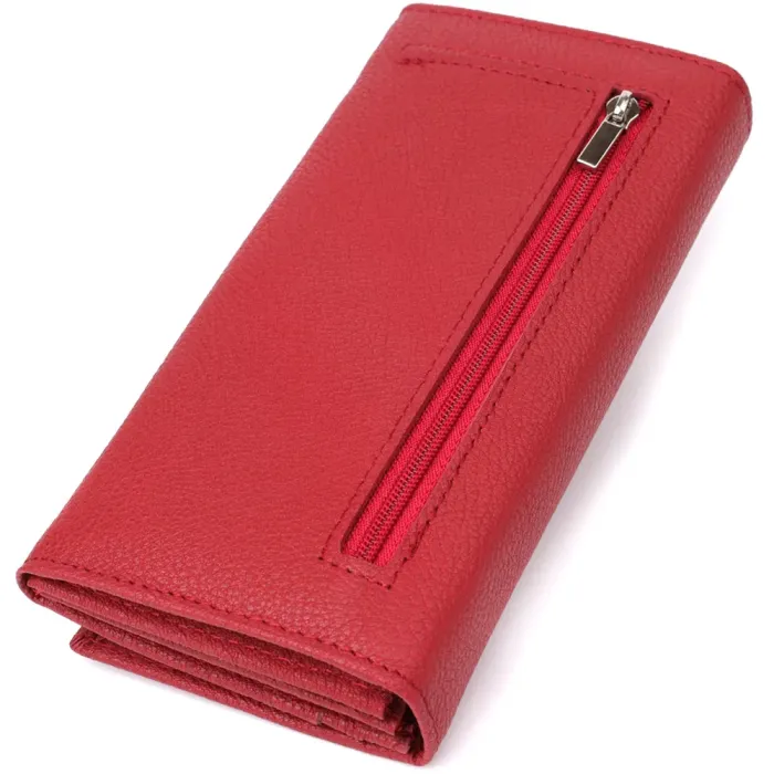 Яскравий вертикальний гаманець із натуральної шкіри ST Leather 23087 Червоний