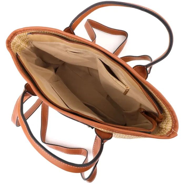 Містка жіноча сумка на літо з якісного текстилю Vintage 15137 Коричневий