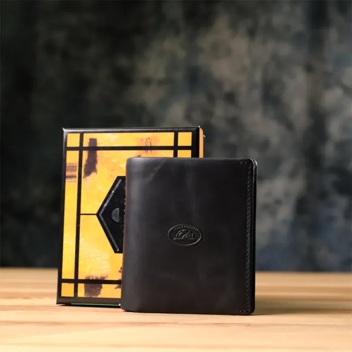 Чоловічий вертикальний гаманець з матової натуральної шкіри Tony Perotti 20832_1 (1165 nero) Чорний