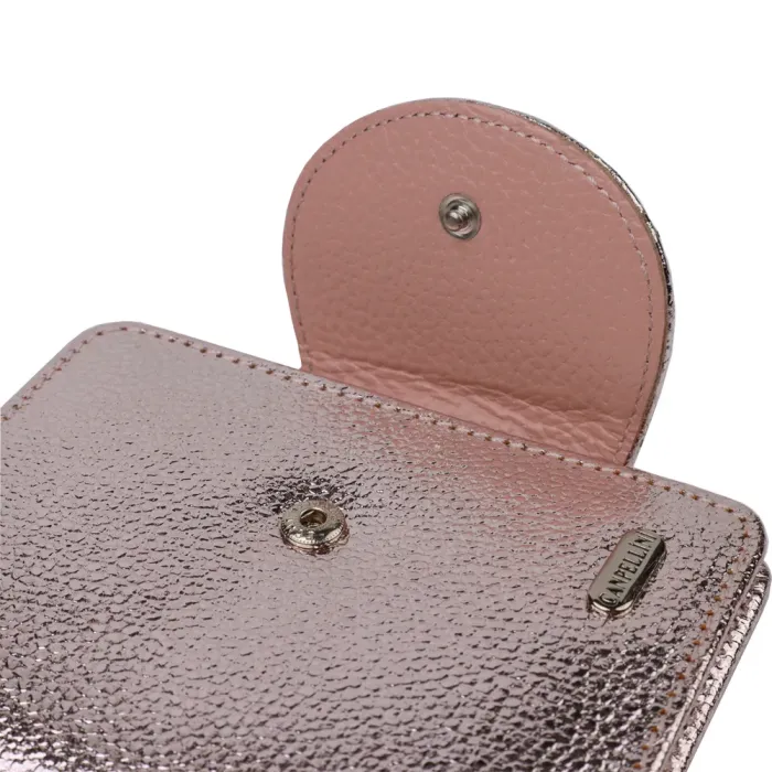 Яскраве жіноче портмоне середнього розміру з натуральної шкіри CANPELLINI 21806 Золотисте