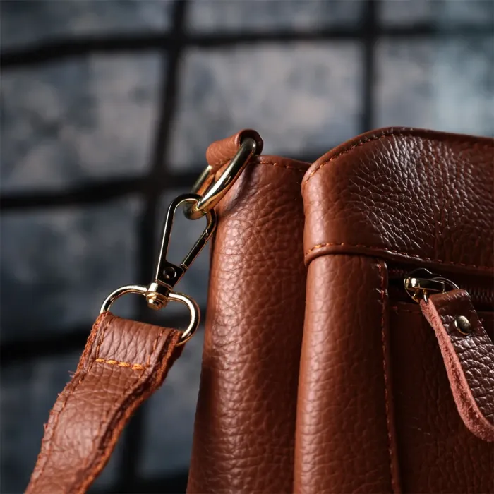 Чудова сумка жіноча з твердим дном з натуральної шкіри Vintage 15108 Рудий