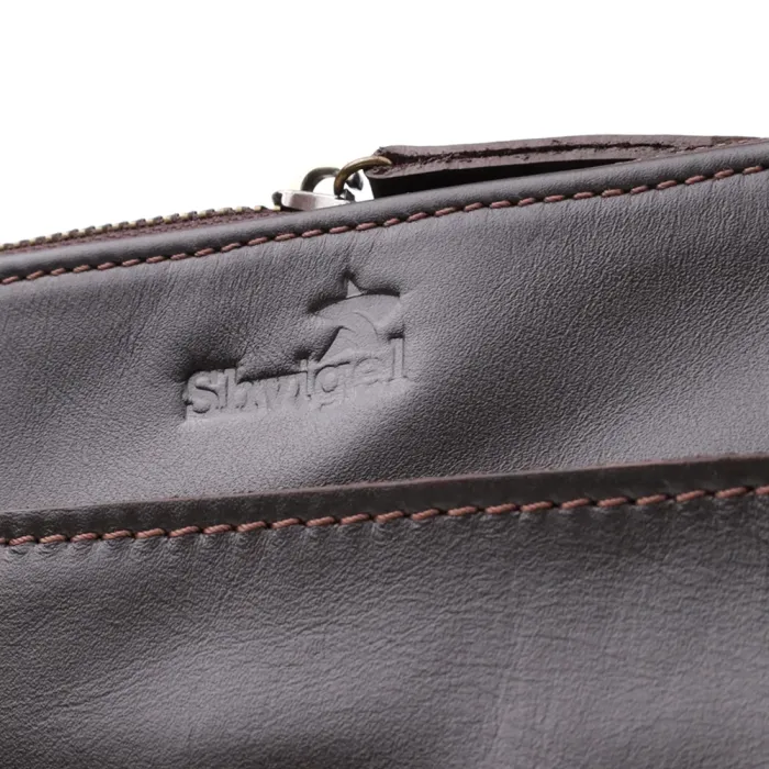 Вертикальна чоловіча сумка через плече із гладкої натуральної шкіри Shvigel 20868_1 Коричневий