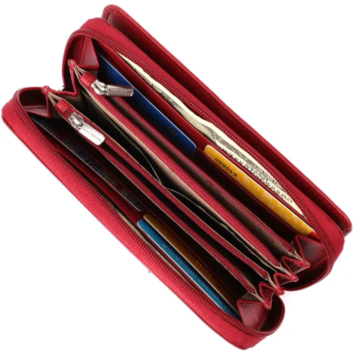 Місткий жіночий гаманець з натуральної шкіри Tony Perotti 20902_1 (1192 rosso) Червоний