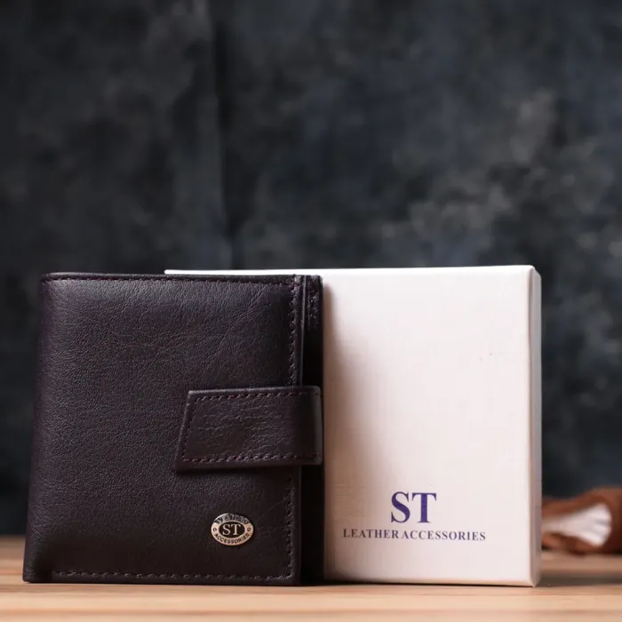 Компактний жіночий гаманець із натуральної шкіри ST Leather 22855 Коричневий