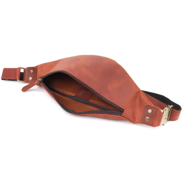 Чоловіча практична бананка з натуральної вінтажної шкіри Shvigel 23131 Рудий