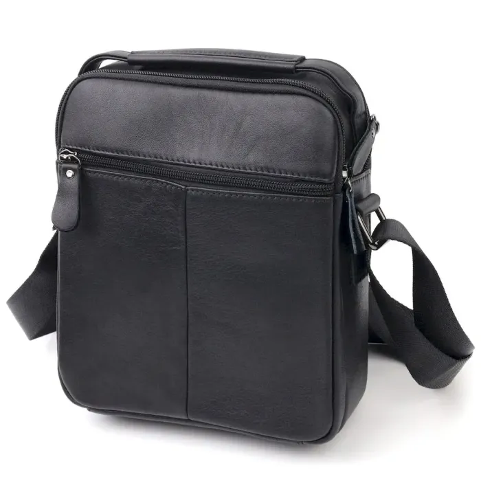 Практична чоловіча сумка Vintage 20823 шкіряна Чорний