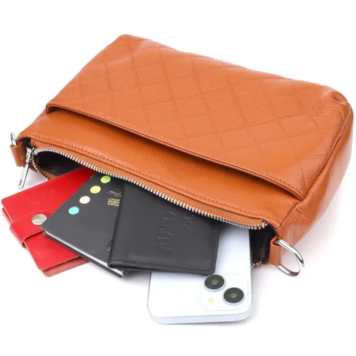 Жіноча сумка з натуральної шкіри з двома ремінцями Vintage 22929 Рудий