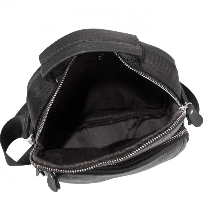 Чоловічий шкіряний месенджер 18x22x8, сумка планшет через плече Tiding Bag A25F-1519A чорний