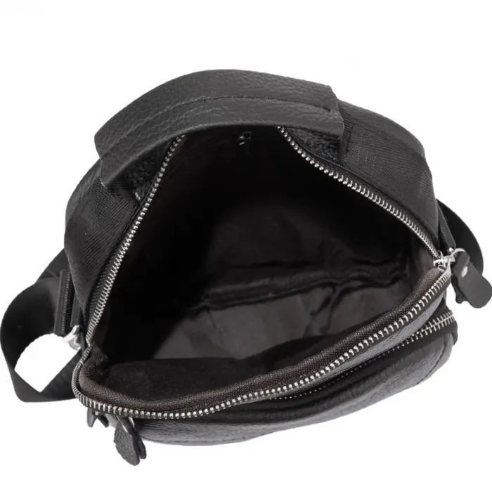 Чоловічий шкіряний месенджер 18x22x8, сумка планшет через плече Tiding Bag A25F-1519A чорний