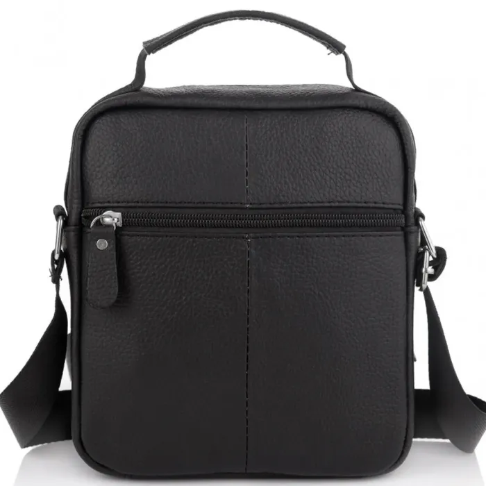 Чоловіча чорна сумка-барсетка 18x22x8, месенджер з натуральної шкіри Tiding Bag M2237A чорний