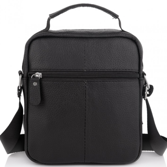Чоловічий шкіряний месенджер 18x22x8, сумка планшет через плече Tiding Bag A25F-1519A чорний