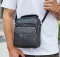 Чоловічий шкіряний месенджер 18x22x8, сумка планшет через плече Tiding Bag A25F-1519A чорний
