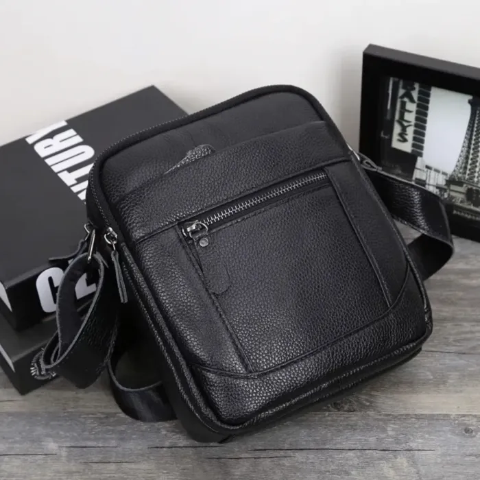 Чоловіча барсетка 18х21х7, сумка шкіряна планшетка через плече Tiding Bag SK N5386 чорна