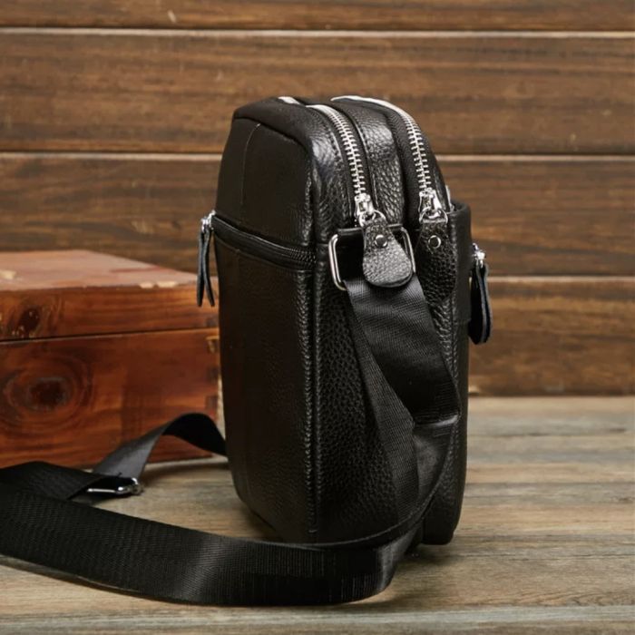 Чоловіча барсетка 18х21х7, сумка шкіряна планшетка через плече Tiding Bag SK N5386 чорна