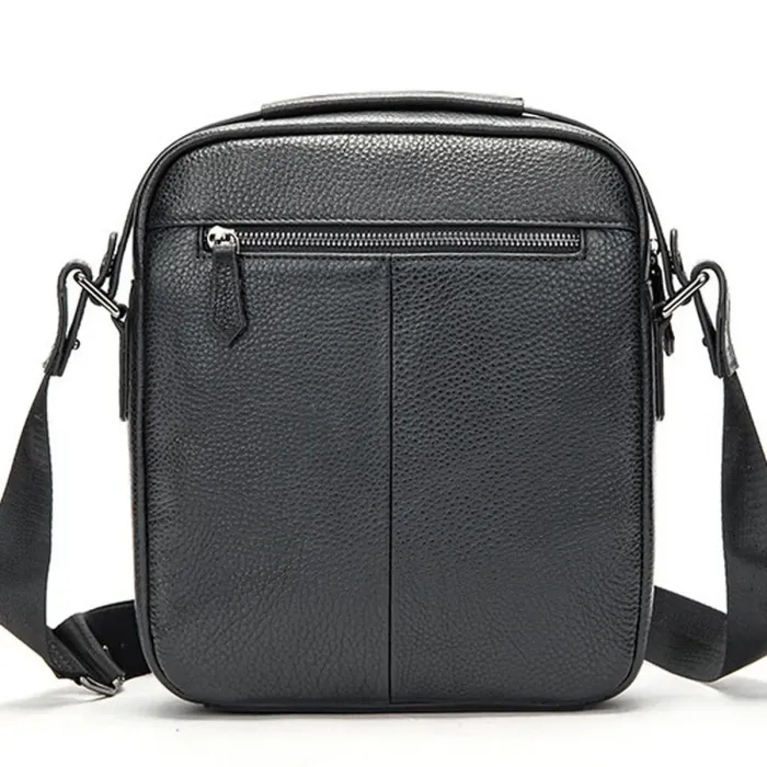 Шкіряна чоловіча сумка планшет через плече 23х26х8, наплічна барсетка Tiding Bag MN-284334 чорна