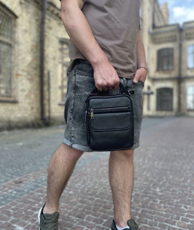 Сумка чоловіча через плече 17х21х5, барсетка для навчання, месенджер для телефону Tiding Bag IT-73302 чорна