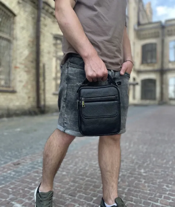 Сумка чоловіча через плече 17х21х5, барсетка для навчання, месенджер для телефону Tiding Bag IT-73302 чорна