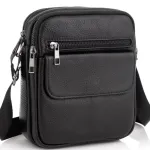 Шкіряна чоловіча сумка 17х21х5, барсетка через плече Tiding Bag 4134A чорна