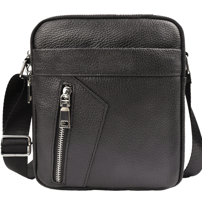 Чоловіча шкіряна сумка через плече 18х21х7, барсетка для документів Tiding Bag M38-10131A чорна