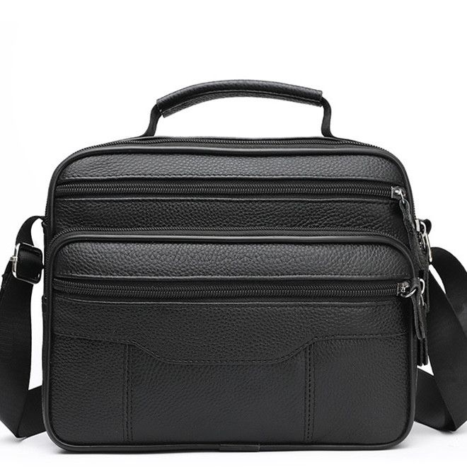 Чоловіча барсетка з ручкою 25x19x6.5, шкіряна сумка з ременем через плече BEXHILL BX-14440B чорна