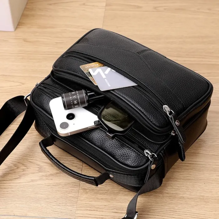 Чоловіча барсетка з ручкою 25x19x6.5, шкіряна сумка з ременем через плече BEXHILL BX-14440B чорна