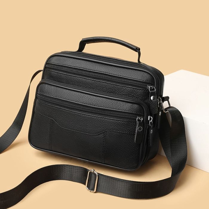 Чоловіча барсетка з ручкою 25x19x6.5, шкіряна сумка з ременем через плече BEXHILL BX-14440B чорна