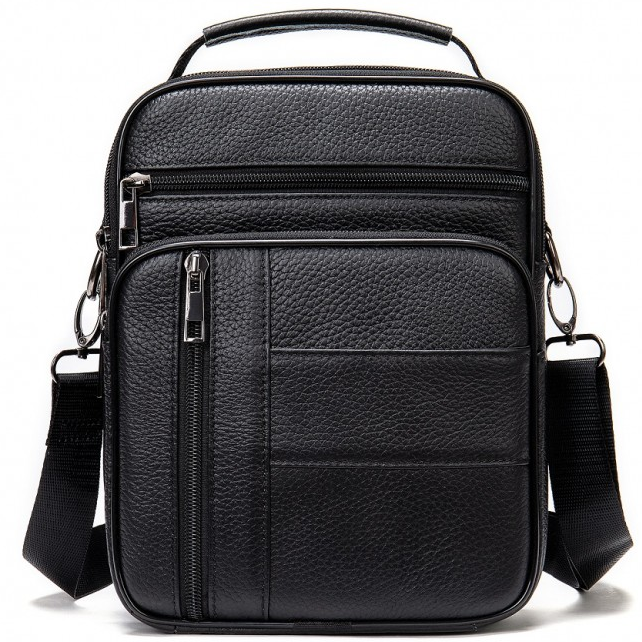 Чоловіча шкіряна сумка-барсетка 20х25х 5.5, месенджер через плече Bexhill BX-02103 чорний