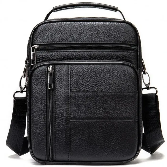 Чоловіча шкіряна сумка-барсетка 20х25х 5.5, месенджер через плече Bexhill BX-02103 чорний