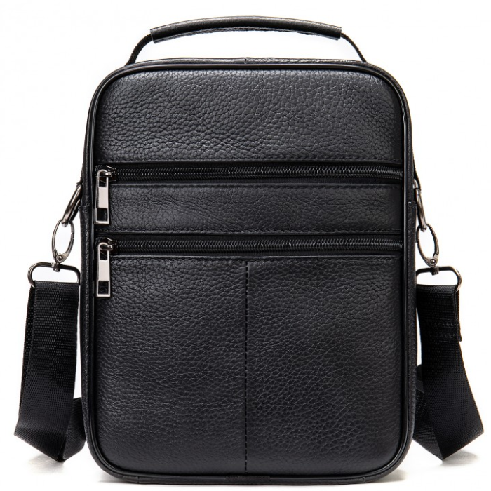 Чоловіча шкіряна сумка-барсетка 20х25х 5.5, месенджер через плече Bexhill BX-02103 чорний