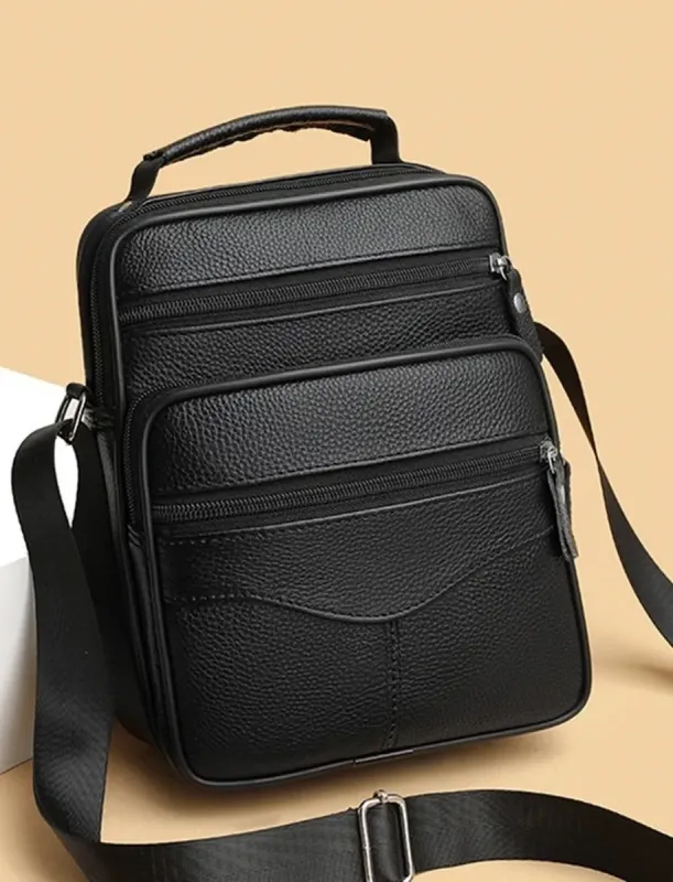 Чоловіча шкіряна сумка-барсетка 23х27х9, месенджер через плече Bexhill Bx-56402 чорна
