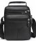 Чоловіча барсетка через плече 23х27х9 / месенджер наплічний з натуральної шкіри, чорний