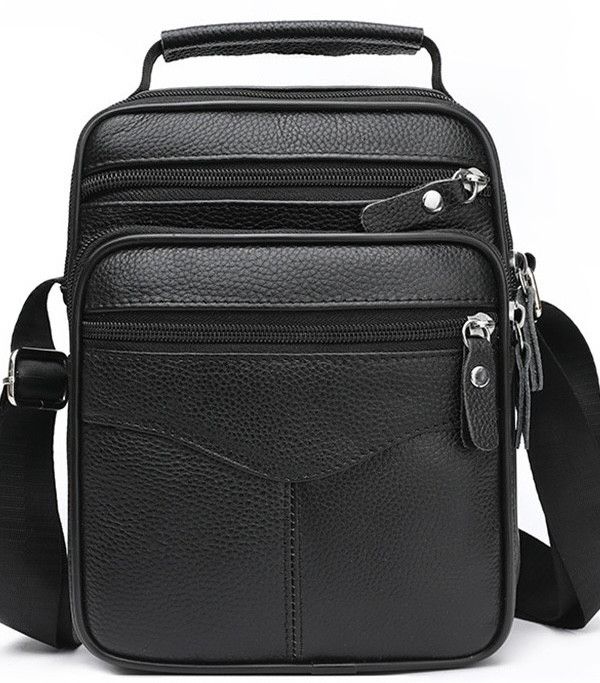 Чоловіча шкіряна сумка-барсетка 23х27х9, месенджер через плече Bexhill Bx-56402 чорна