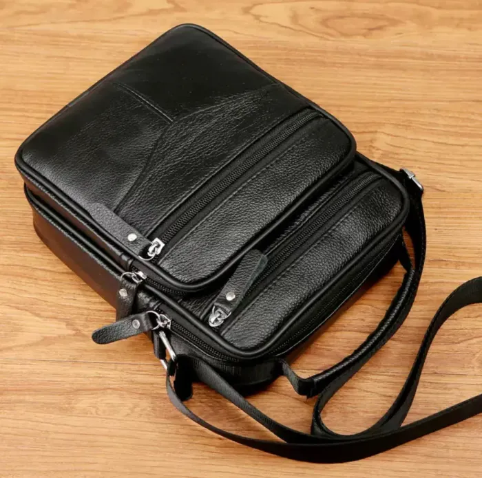 Чоловіча шкіряна сумка-барсетка 23х27х9, месенджер через плече Bexhill Bx-56402 чорна