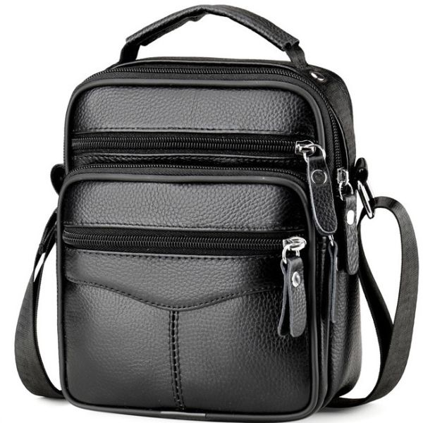 Чоловіча сумка барсетка 17x21x9, шкіряна сумочка планшет Tiding Bag 75003 чорна