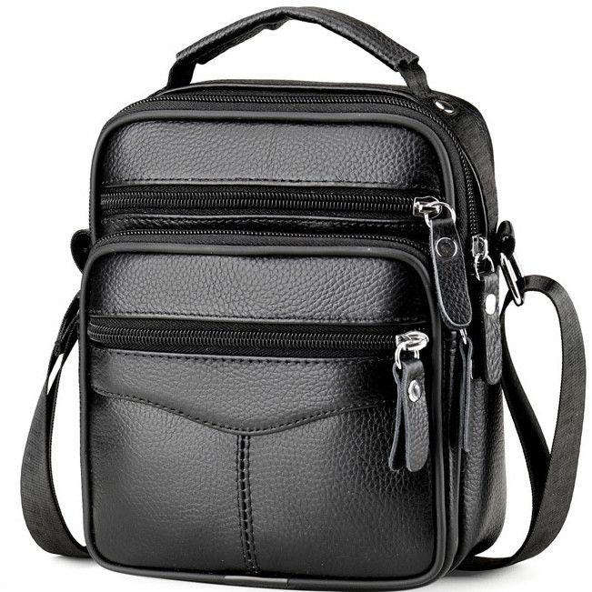 Чоловіча сумка барсетка 17x21x9, шкіряна сумочка планшет Tiding Bag 75003 чорна